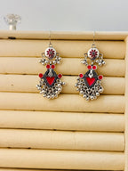 The Tiered Pagoda Lanterns Antique Silver Plated Enamel Earring