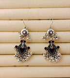 The Tiered Pagoda Lanterns Antique Silver Plated Enamel Earring