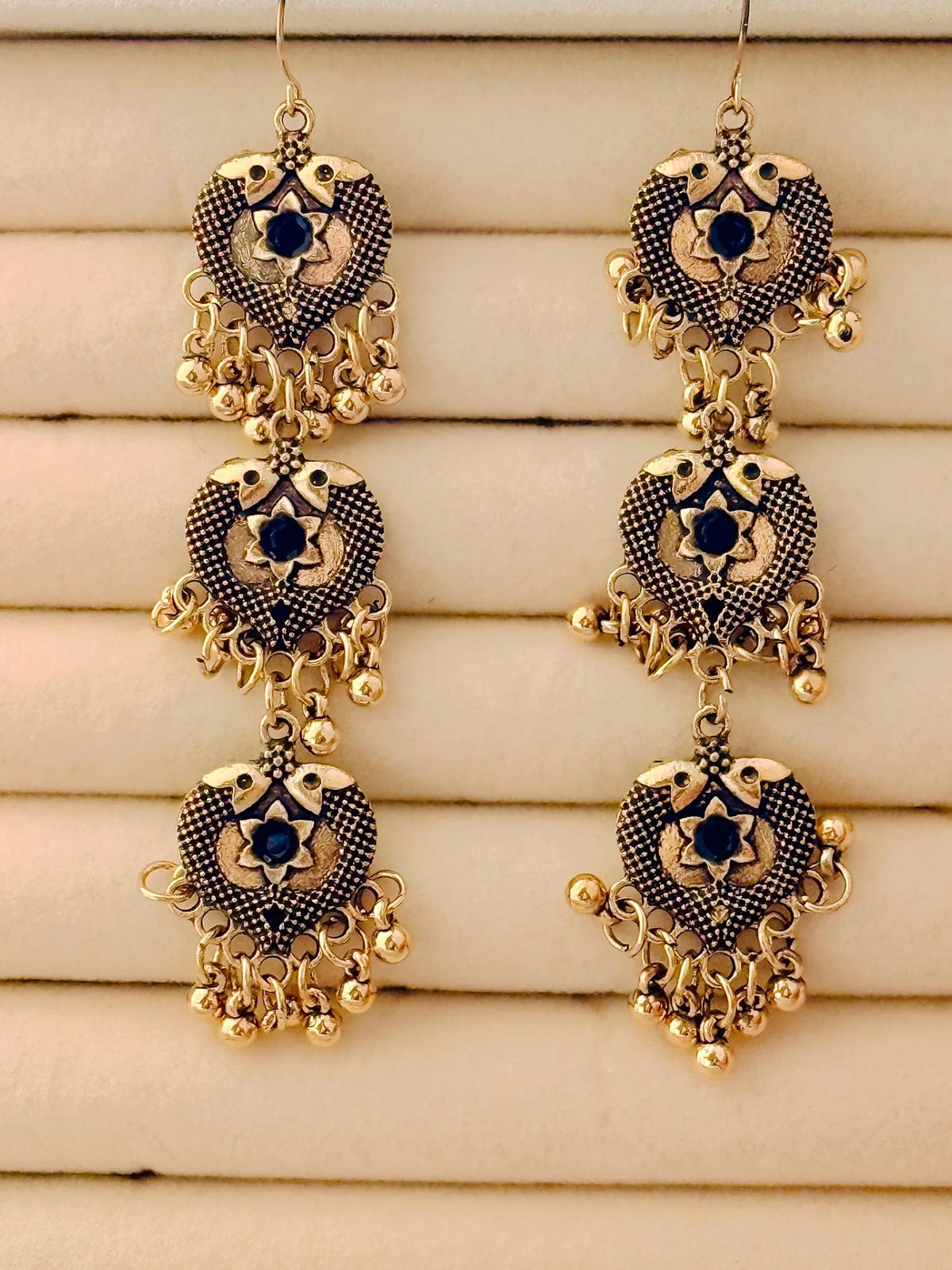 The Tiered Heritage Medallions An Antique Gold Plated Coloured Enamel Dangler