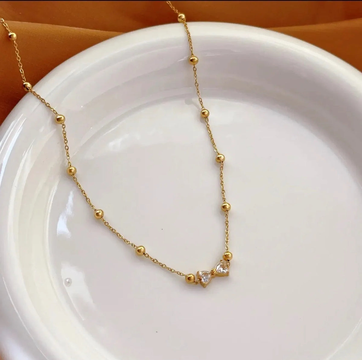 Bowtie Rice Beads Necklace For Women