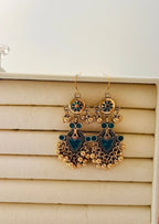 The Tiered Pagoda Lanterns Antique Silver Plated Enamel Earring