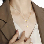 Heart Drop Bow Necklace For Women