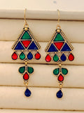 The Mosaic Chevron Drops An Antique GoldPlated Triple Coloured Enamel Dangler