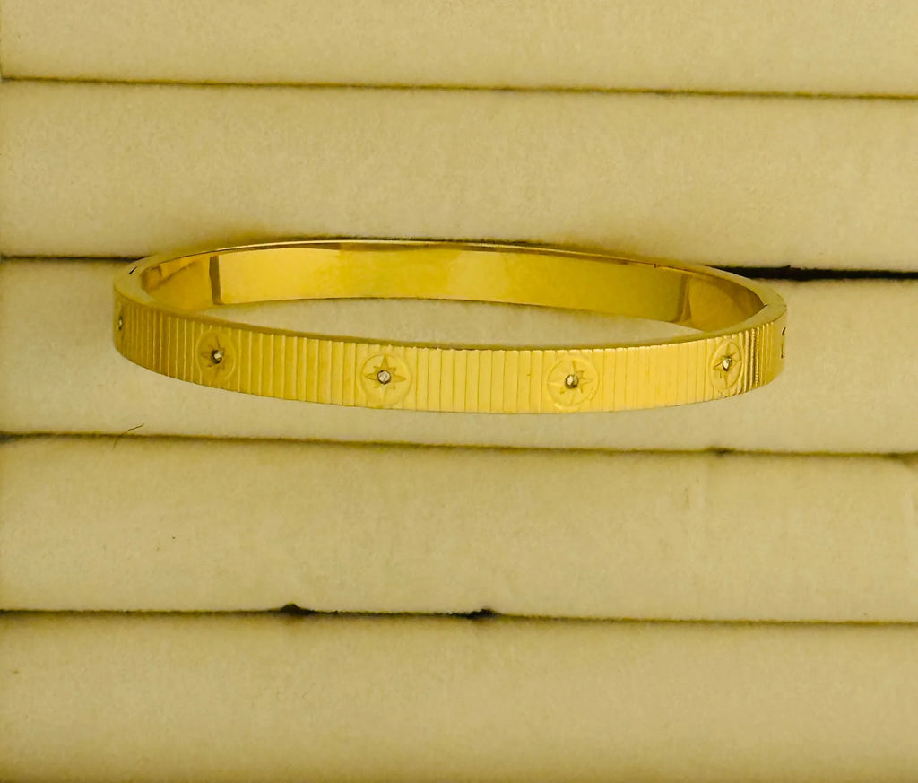 The Celestial Starburst Ribbed Stainless Steel Kada