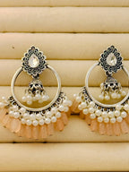 Traditional Peacock Crescent Pearl-Jhumka Antique Gold/Silver Plated Earring