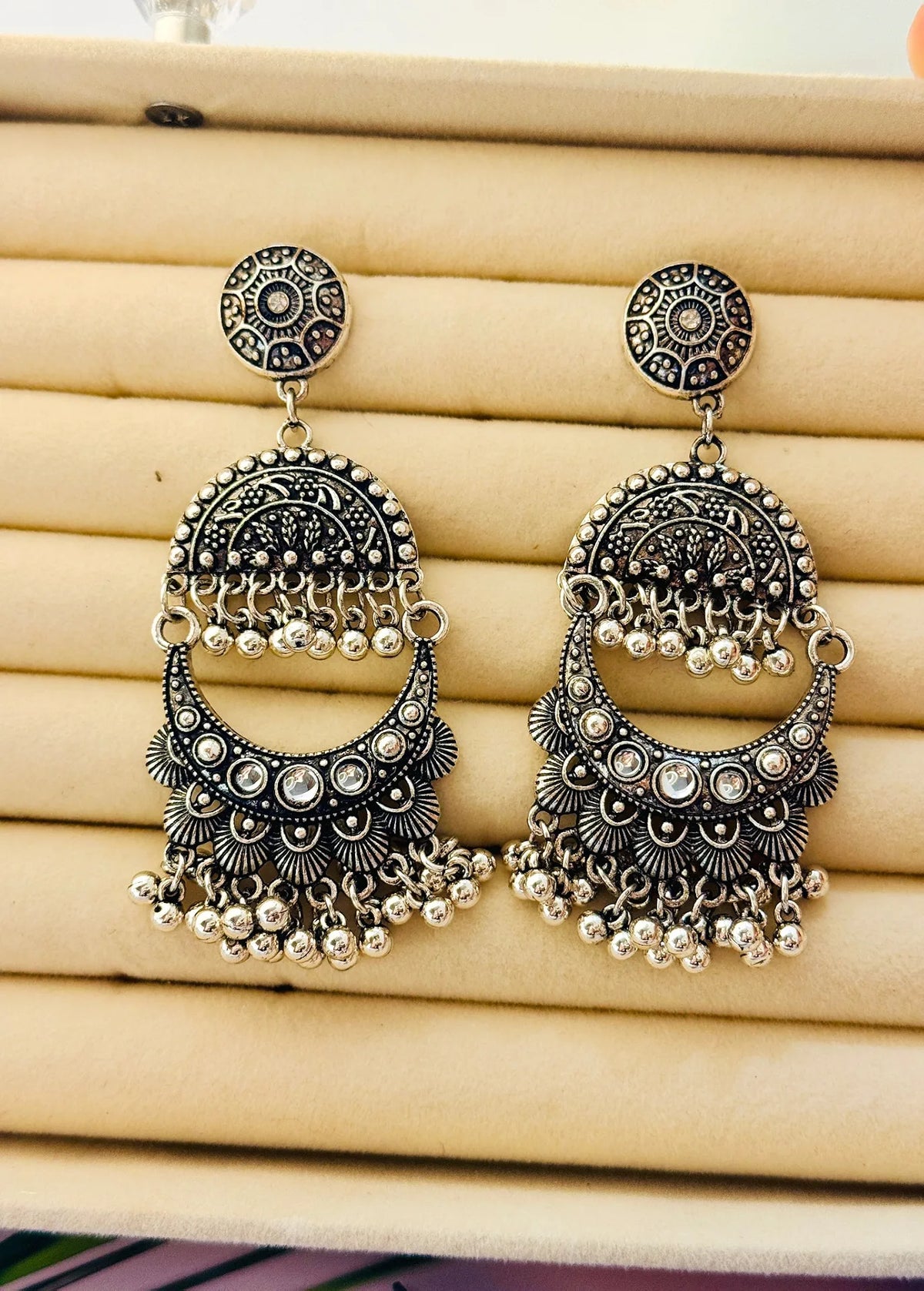 Antique Gold/Silver Plated Chand Bali Earring
