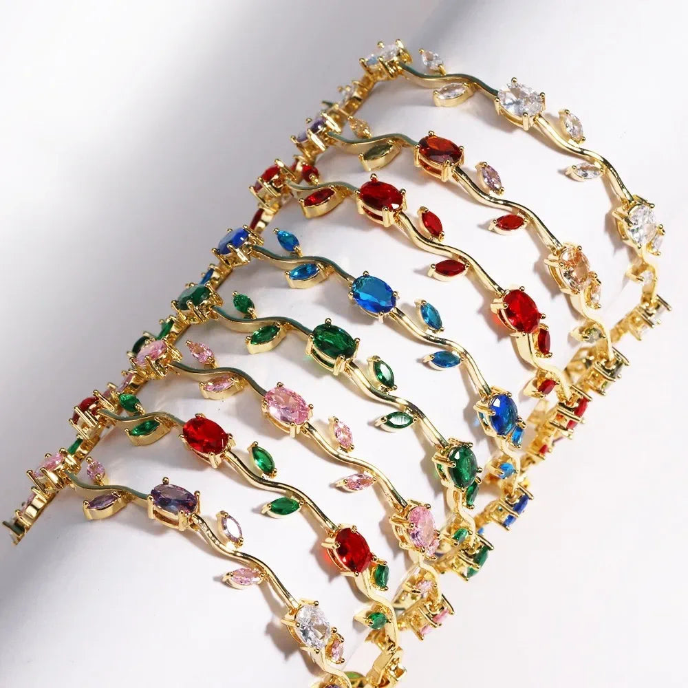 Crystal Leaf Charm Bracelet For Women