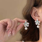 Pearl Statement Flower Earrings