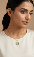Velvet Gold Chain Floral Pendant Necklace (18K Gold Plated Minimal Elegant Daily Wear) For Women