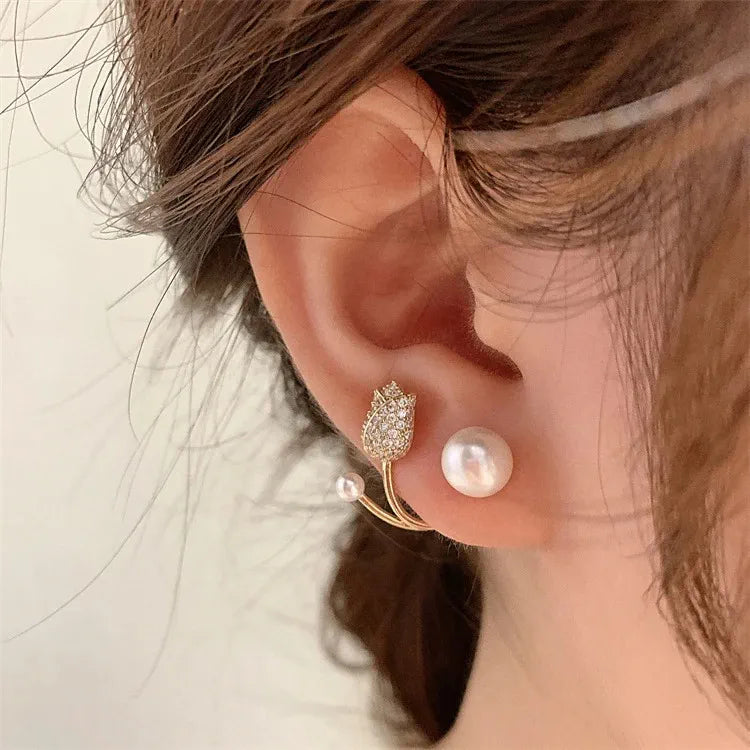 Studded Tulip Wrapped Earrings