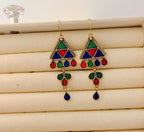 The Mosaic Chevron Drops An Antique GoldPlated Triple Coloured Enamel Dangler
