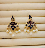 The Royal Peacock & Pearl Drops An Antique GoldPlated Dual Coloured Enamel Earring