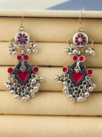 The Tiered Pagoda Lanterns Antique Silver Plated Enamel Earring