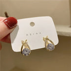 Crisscross Rhinestone Stud earrings |Korean Earrings