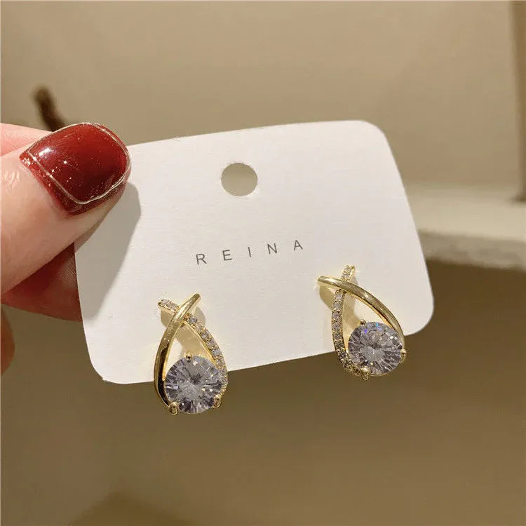 Crisscross Rhinestone Stud earrings |Korean Earrings