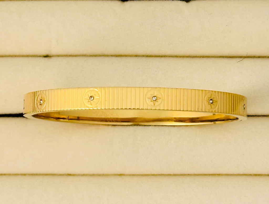 The Celestial Starburst Ribbed Stainless Steel Kada
