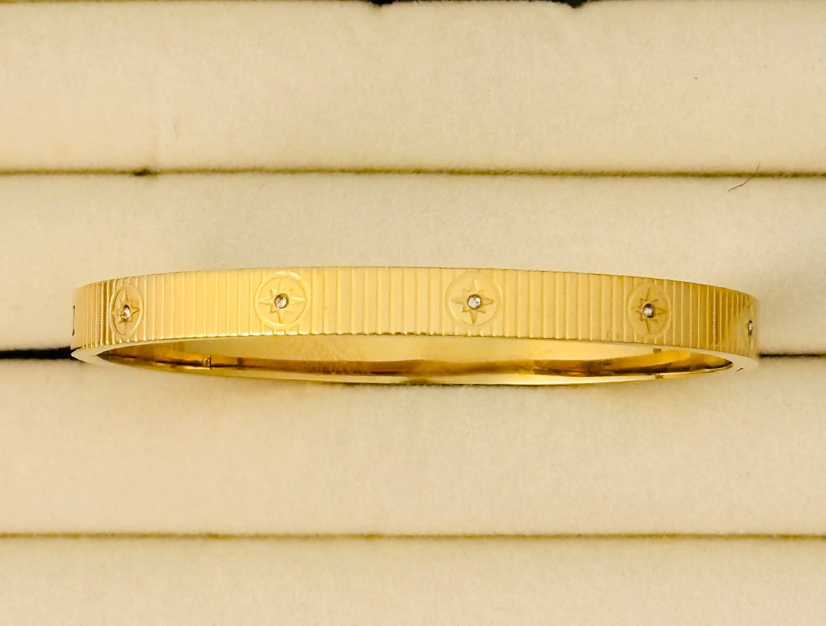 The Celestial Starburst Ribbed Stainless Steel Kada