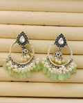 Traditional Peacock Crescent Pearl-Jhumka Antique Gold/Silver Plated Earring