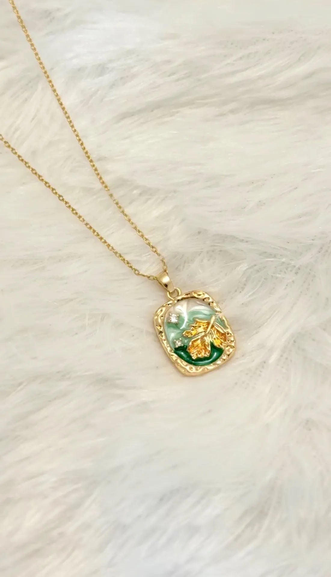 Golden Leaf Bloom Pendant Necklace (18K Gold Plated Elegant Nature Inspired Jewelry Piece) For Women
