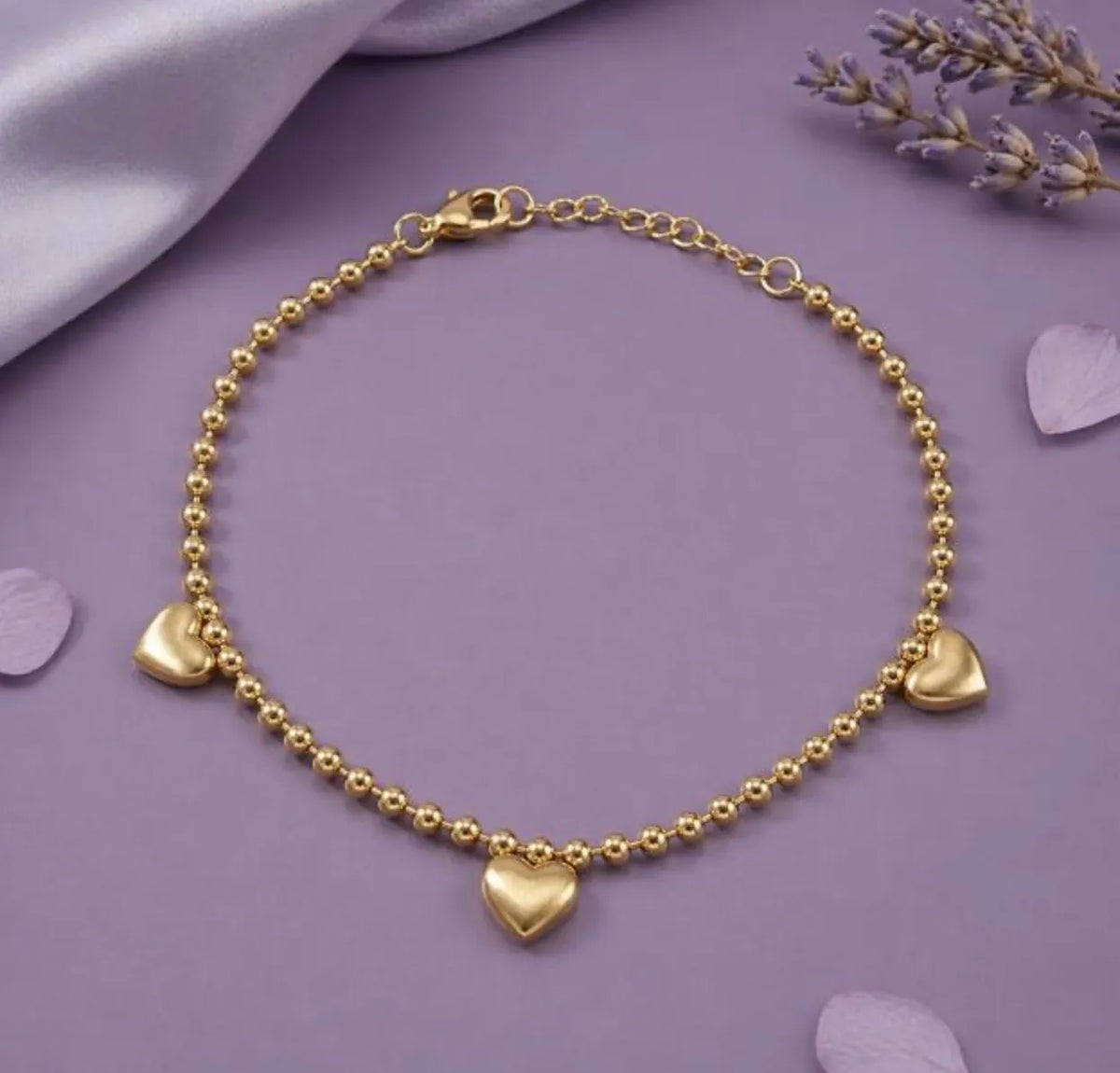 The Sweetheart Trio Caviar Stainless Steel Anti Tarnish Bracelet