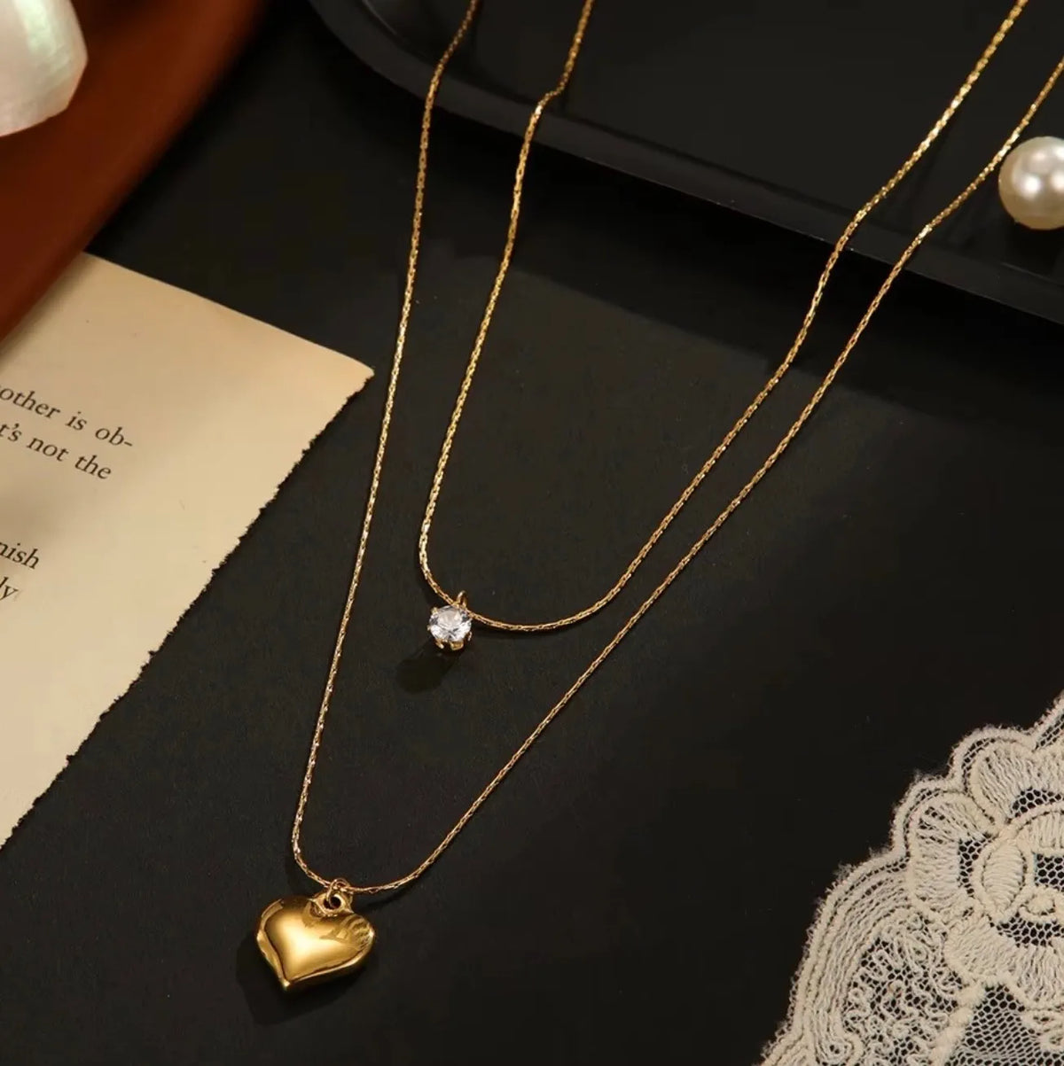 Double Layered Heart Necklace For Women