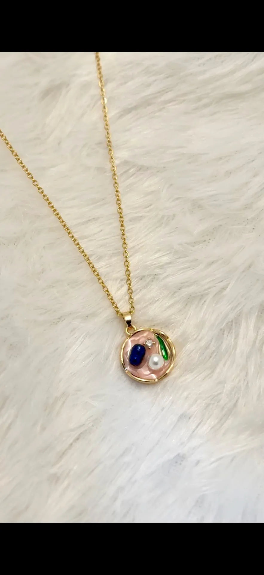 Golden Hour Pearl Charm Pendant Necklace (18K Gold Plated Elegant Luxury Jewelry Piece) For Women