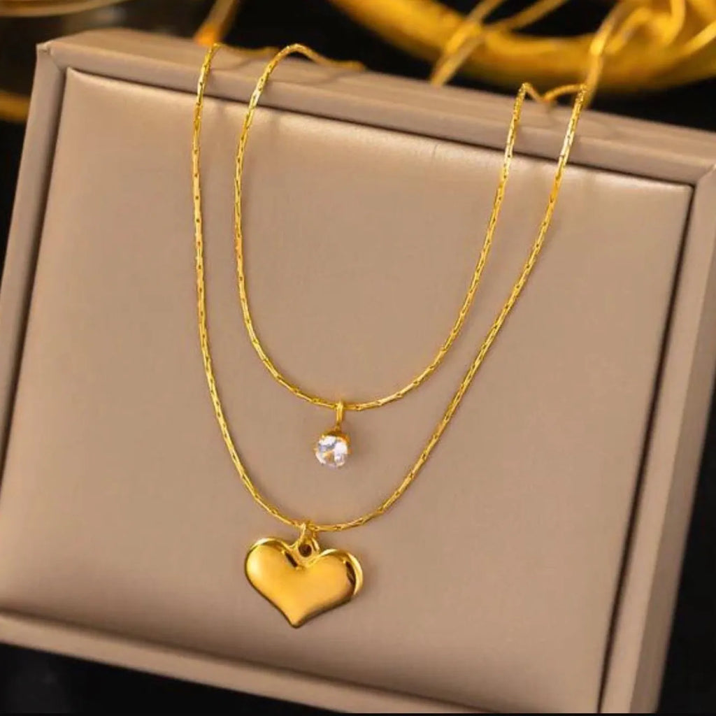 Double Layered Heart Necklace For Women