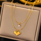 Double Layered Heart Necklace For Women