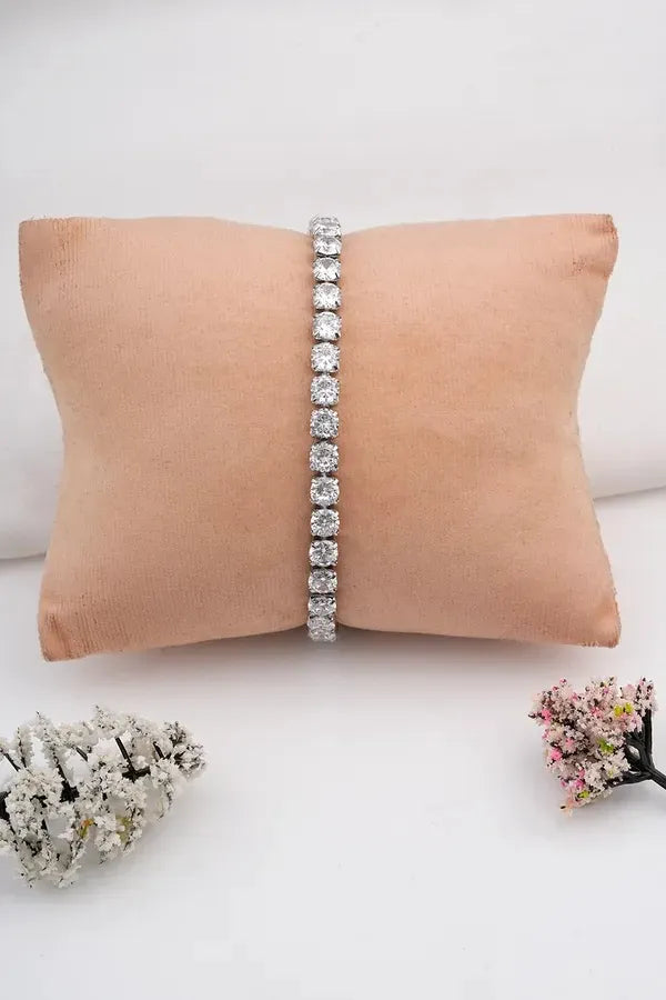 Premium Round-Cut Crystal Tennis Bracelet For Women