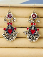 The Tiered Pagoda Lanterns Antique Silver Plated Enamel Earring