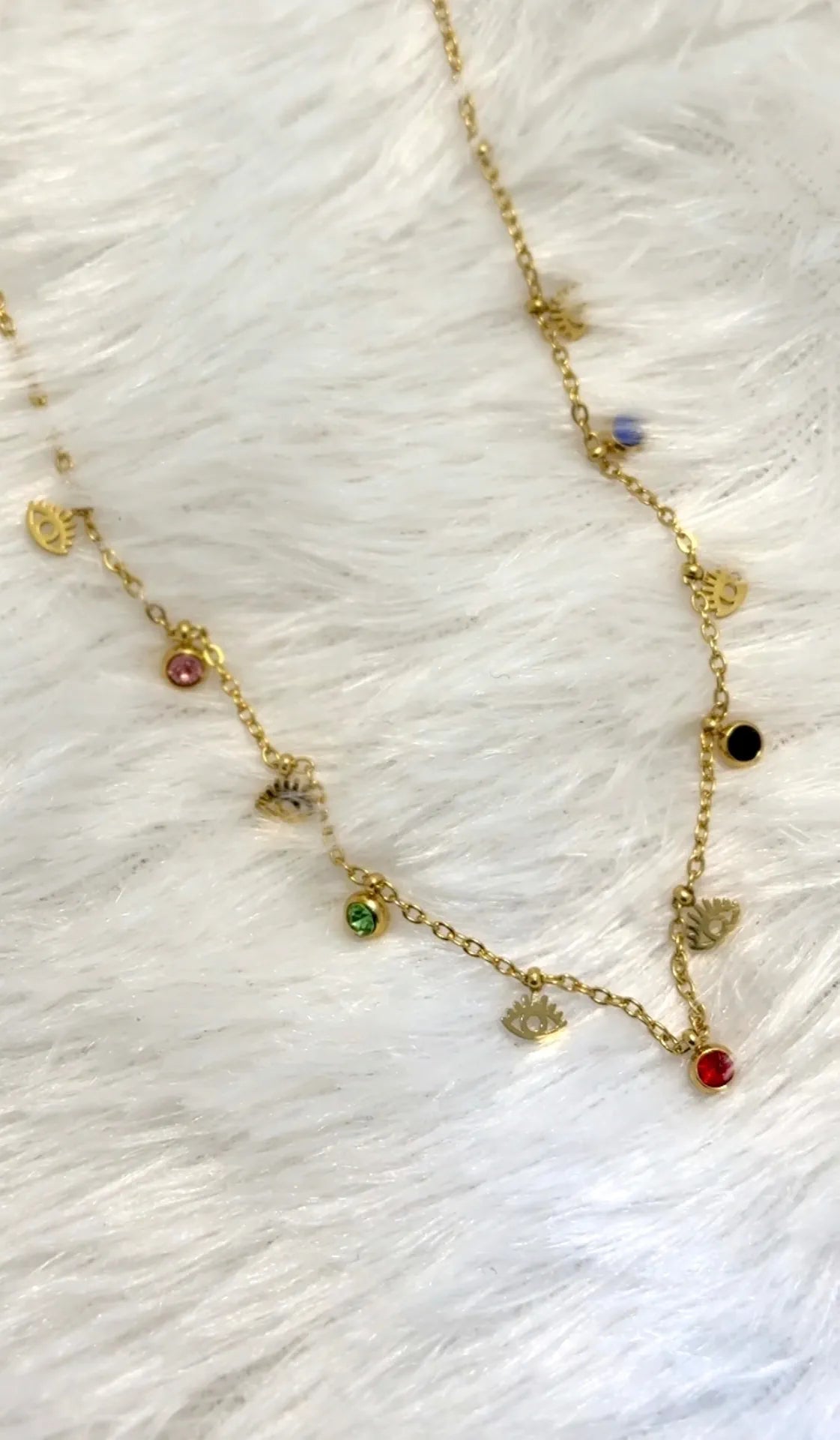 Evil Eye Charm Necklace For Women (18K Gold Plated Protective Multicolor Elegant Jewelry) For Women