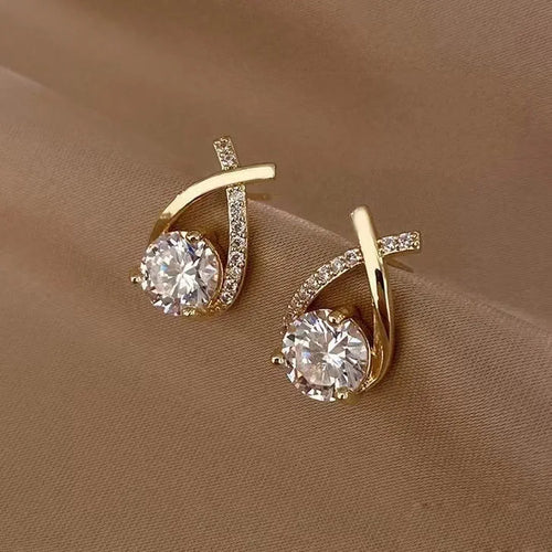 Crisscross Rhinestone Stud earrings |Korean Earrings