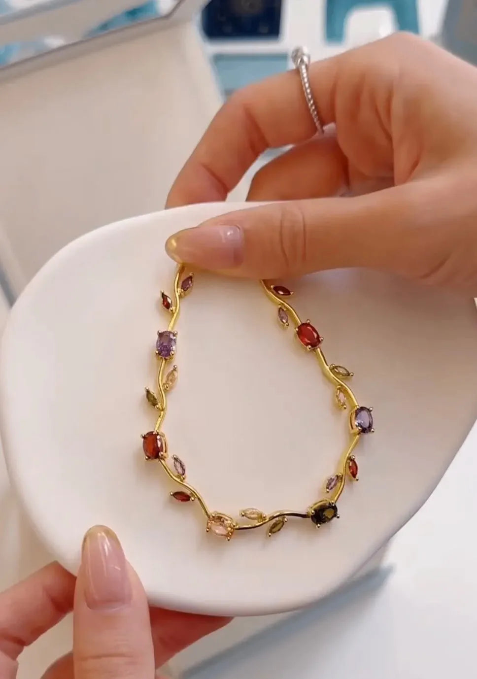 Crystal Leaf Charm Bracelet For Women
