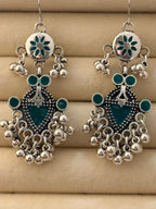 The Tiered Pagoda Lanterns Antique Silver Plated Enamel Earring