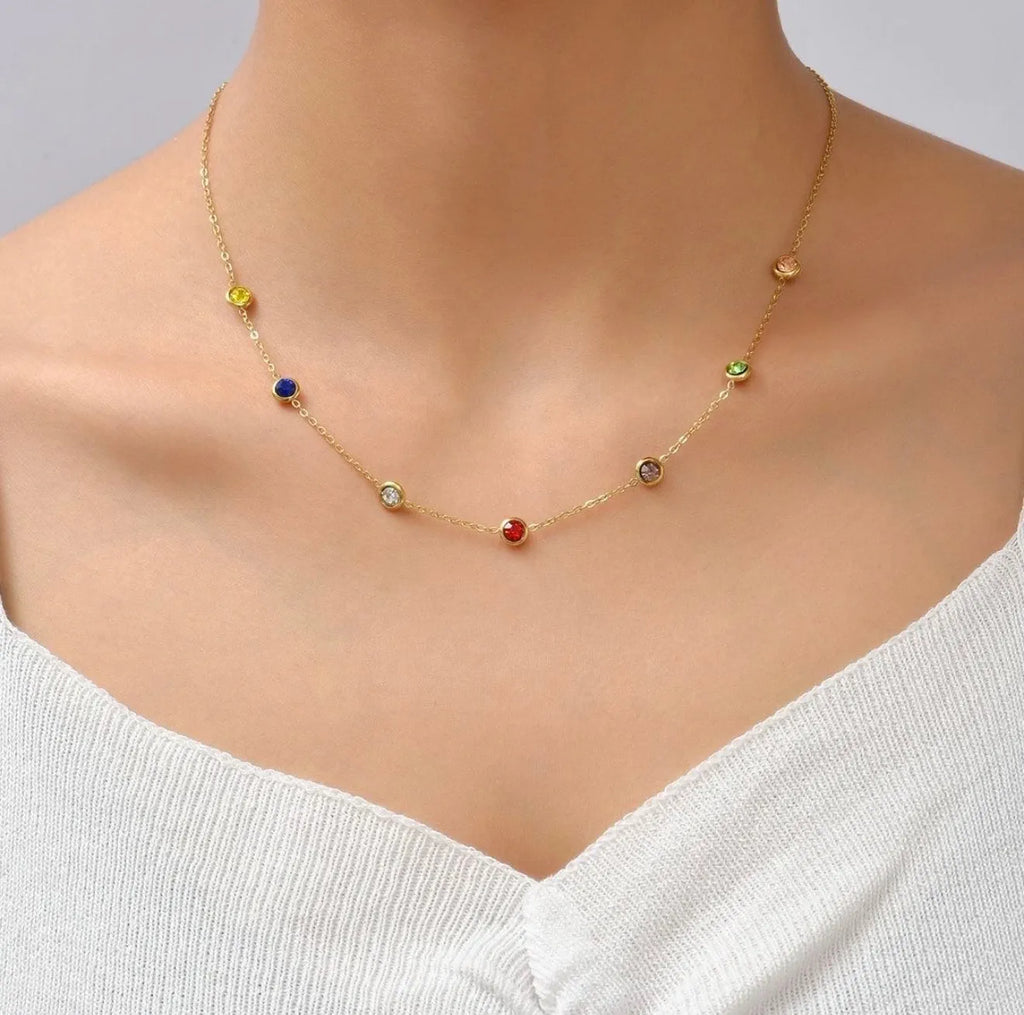 Multi Color Round Charms Necklace For Women