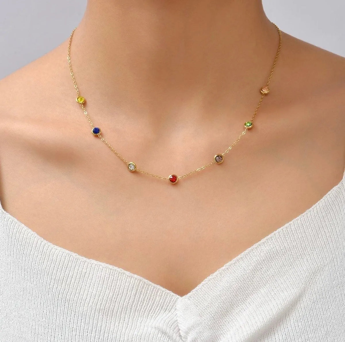 Multi Color Round Charms Necklace For Women