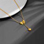 Heart Drop Bow Necklace For Women