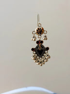 The Tiered Pagoda Lanterns Antique Silver Plated Enamel Earring