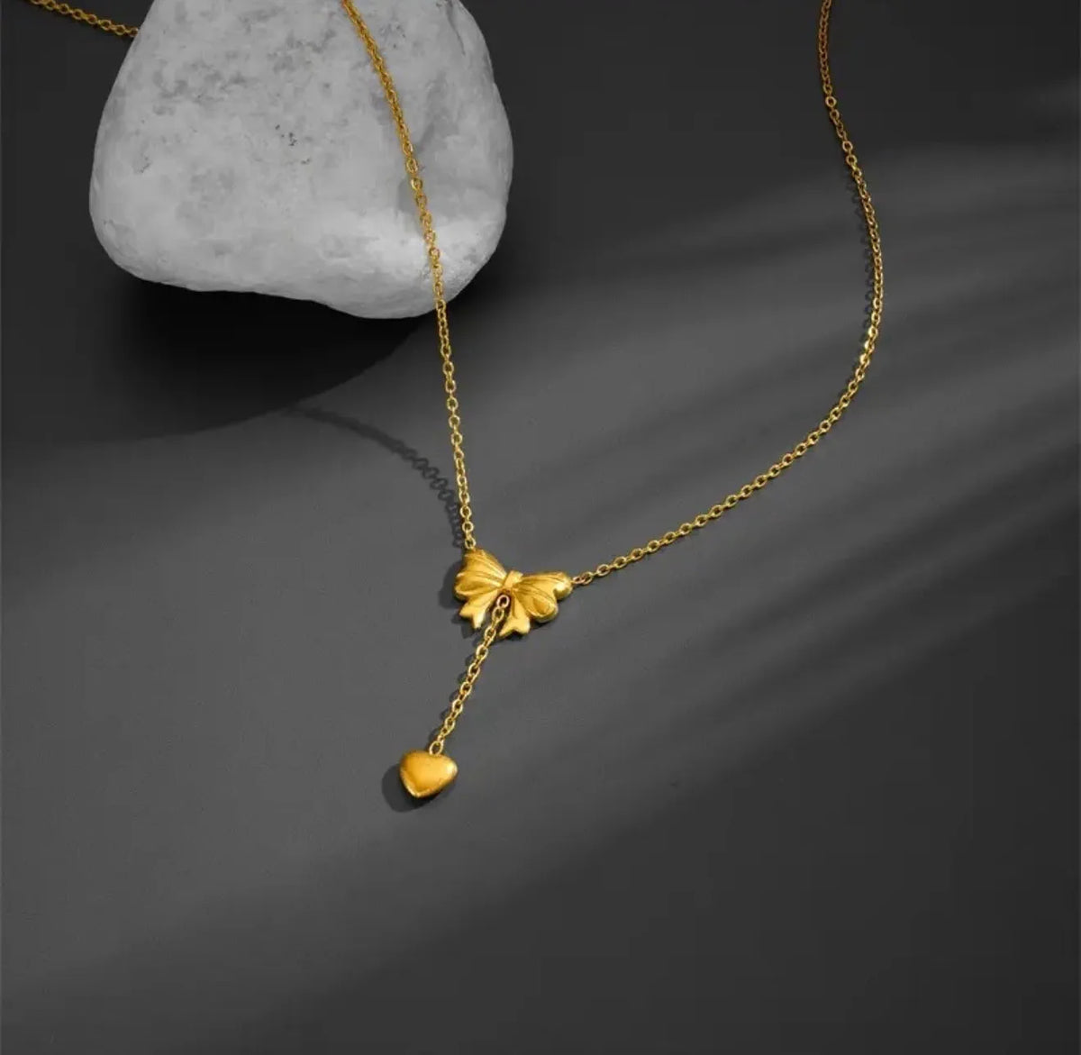 Heart Drop Bow Necklace For Women