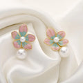 Pearl Statement Flower Earrings