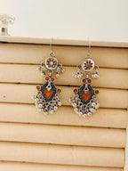 The Tiered Pagoda Lanterns Antique Silver Plated Enamel Earring