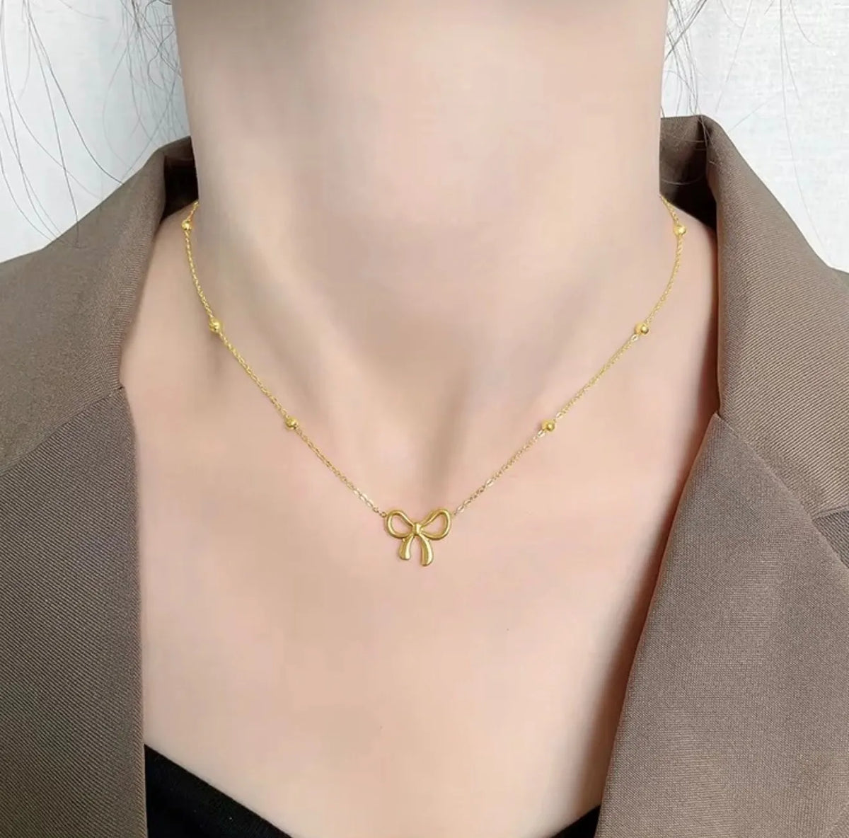 Beads Bow Necklace For Women