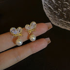 Heart drop Pearl Earrings