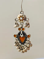 The Tiered Pagoda Lanterns Antique Silver Plated Enamel Earring