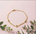 The Gilded Trio Puffed-Heart Stainless Steel Anti Tarnish Bracelet