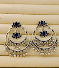 Majestic Dual-Lotus Hoop Jhumka An Antique Dual Coloured Enamel Earring