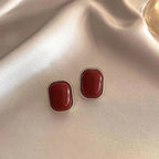 Red rectangle earrings