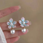 Pearl Statement Flower Earrings