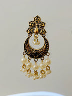 Traditional Peacock Crescent Pearl-Jhumka Antique Gold Plated Earring