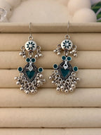 The Tiered Pagoda Lanterns Antique Silver Plated Enamel Earring